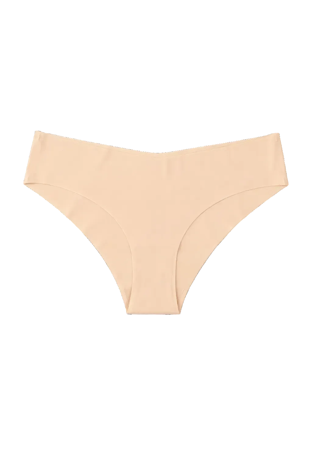 Beige high-waisted bikini bottom on a white background